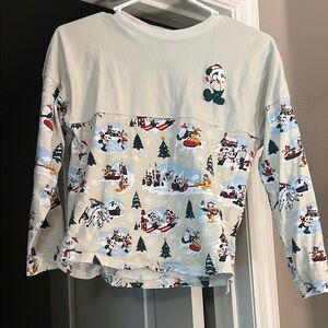Disney Cream Spirit Jersey with Winter Cartoon Pattern Size L